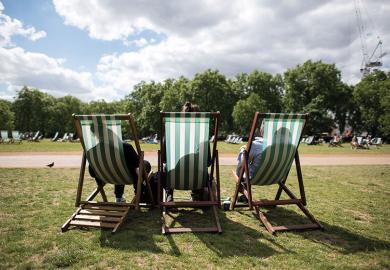 Deckchairs in a park