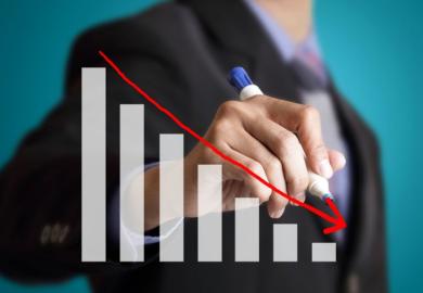 Man drawing decline on a graph
