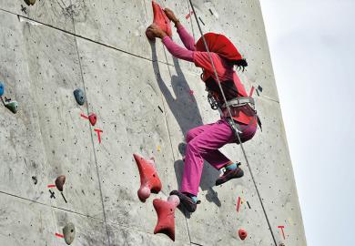 Female climber in Indonesia 