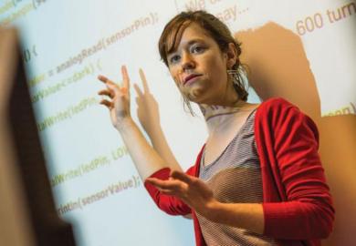 Female lecturer teaching