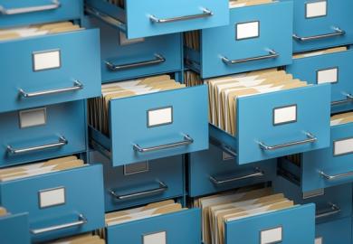 Filing cabinets symbolising database sorting 
