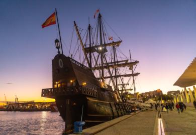 A replica Spanish galleon, symbolising imperial languages