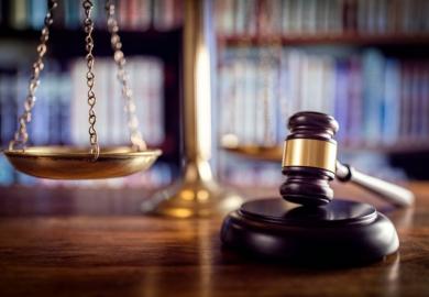 Gavel, scales of justice and law books