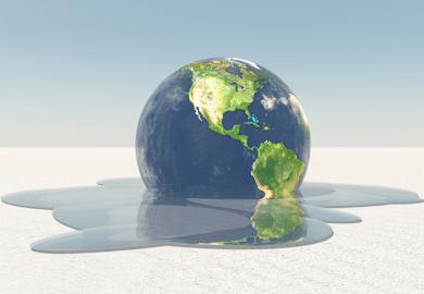 Globe melting into puddle of water