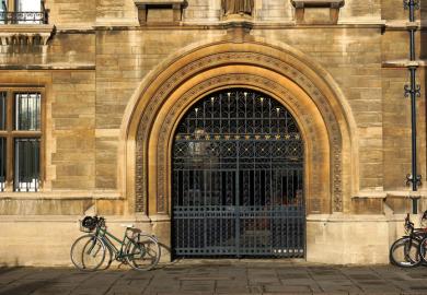 The closed gate of Gonville And Caius College, Cambridge