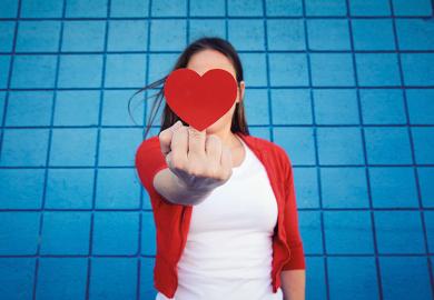 Heart symbol and rude gesture