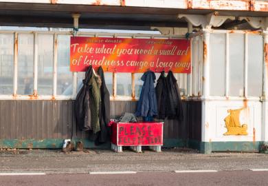 A free clothes stall for homeless people 