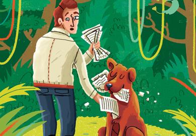 Dog eating homework