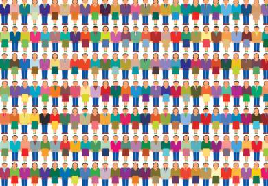 Huge crowd of academics (illustration)