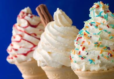 Three ice cream cones