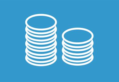 Illustration of two different-sized piles of coins