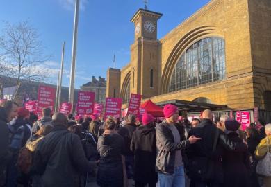 UCU campaigners at King's Cross station