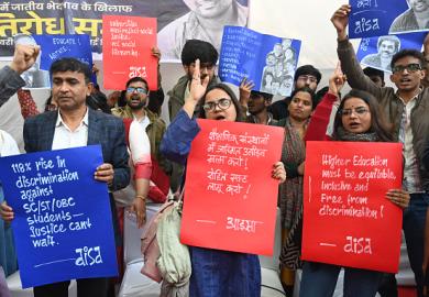 Protesters in Delhi on January 31, 2026 demand implementation of the new UGC regulations to end caste discrimination in universities