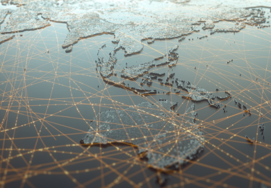 A map showing connectivity between Asia and Australia