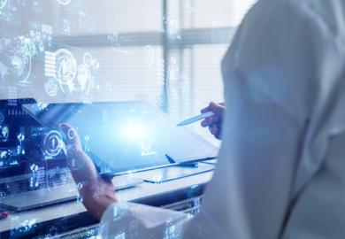 Scientist using digital technology