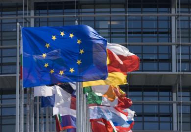 European Union (EU) flags flying
