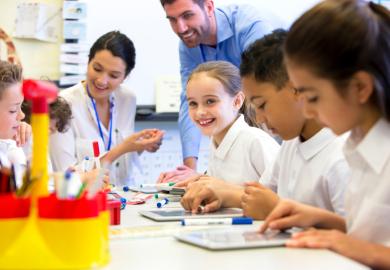 Teacher and pupils in class