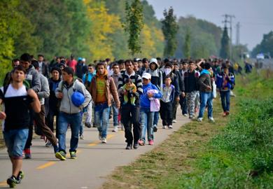 Refugees leaving Hungary in October 2015