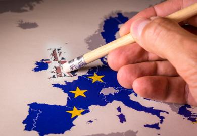 European Union Map with UK removed by pencil eraser