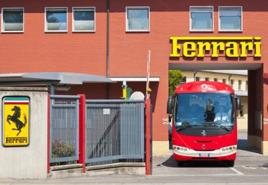 A bus at a Ferrari factory