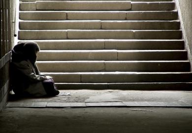 A homeless woman