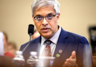 NIH director Jay Bhattacharya speaks during a House Appropriations Subcommittee meeting