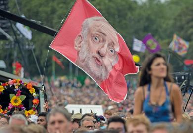 Jeremy Corbyn flag at Glastonbury