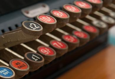Keys of vintage cash register