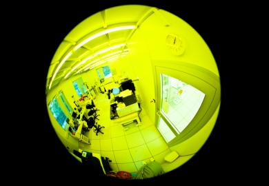 A fisheye view of a lab, symbolising open science