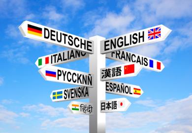 A signpost with the names of different languages on it
