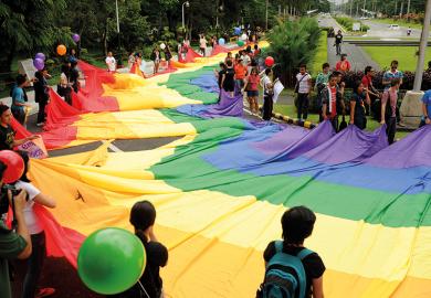 Large rainbow pride flag