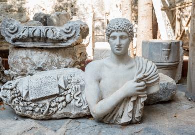 A broken Greek scupture, symbolising the liberal arts