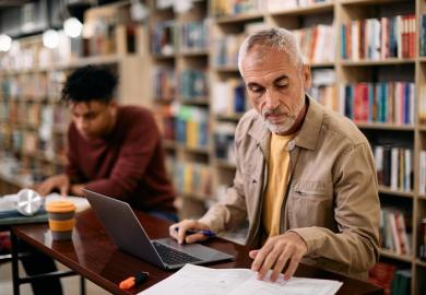 A mature student studying
