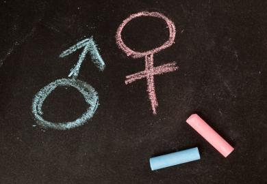 Male/female gender symbols drawn in chalk
