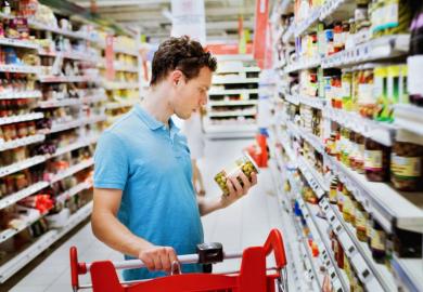 Man choosing in supermarket