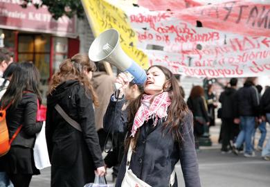 Woman with megaphone