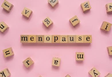Scrabble tiles reading "menopause"