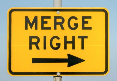 A merge right sign, symbolising mergers