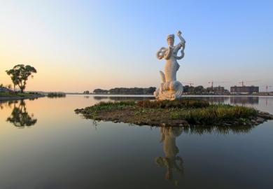 a mermaid statue in China