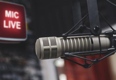 A microphone in a radio studio
