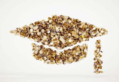 Mortarboard of coins