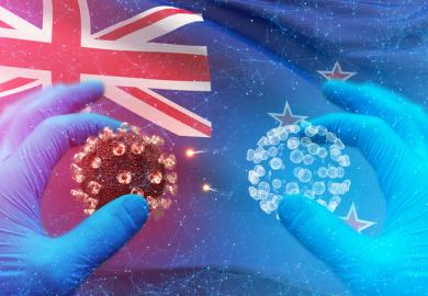 The coronavirus on a New Zealand flag