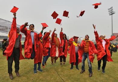 Students graduate at Jamia Millia Islamia (JMI) in New Delhi, India