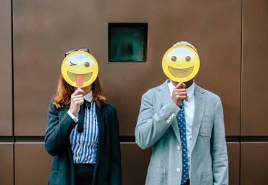 People with emoji masks