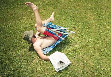 Person trapped in deckchair