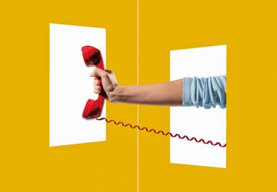Hand with analogue phone handset