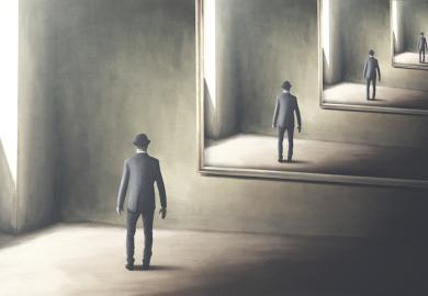 Multiple images of the same man, symbolising plagiarism