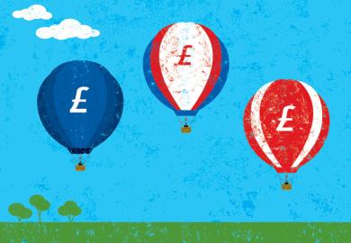 Pound symbol balloons (fee rise) illustration