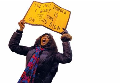 Protester with sign