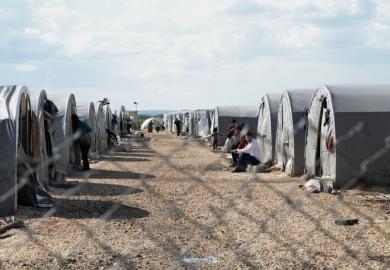 Kurdish refugees at a camp in Suruc, Turkey